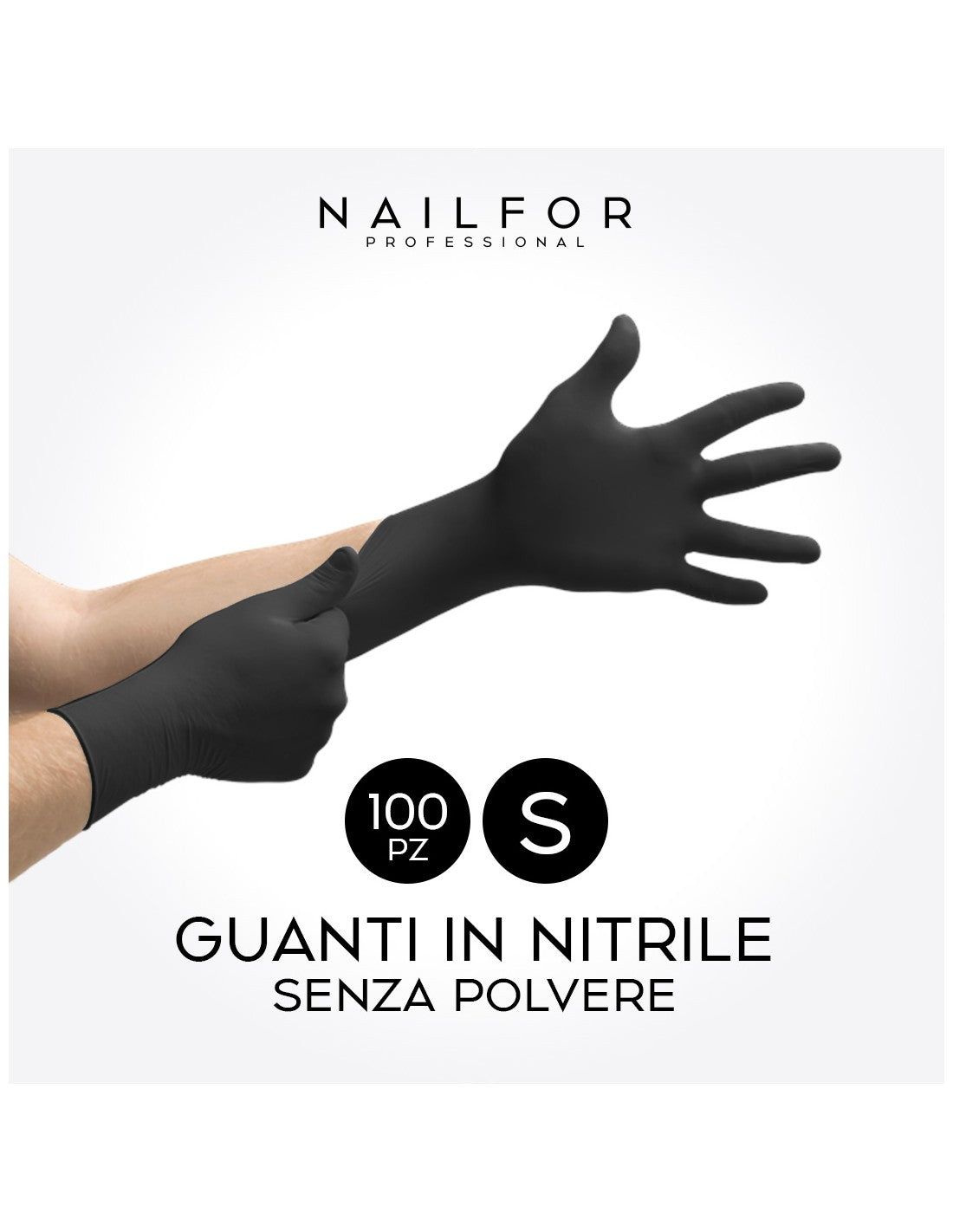 100 Gants Nitrile Jetables Noir Taille S NAILFOR