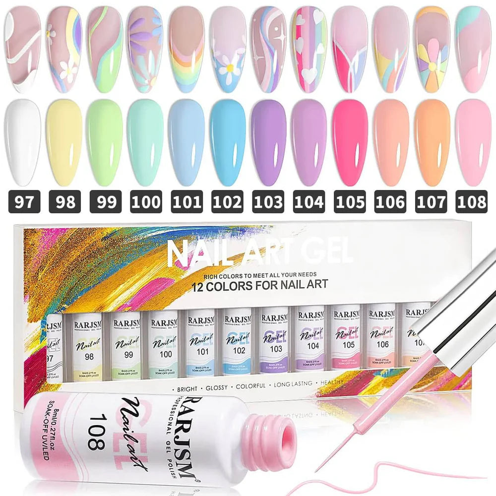 Gel Nail Art 3D 12 Couleurs 5 Ml RARJSM