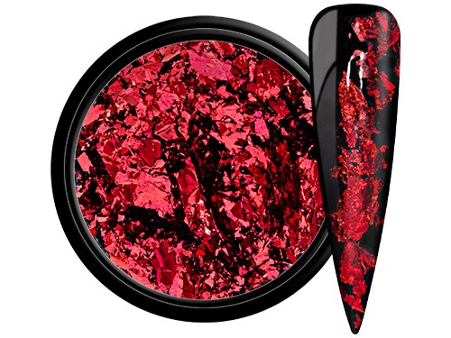 Alu Flakes Nail Art - Red