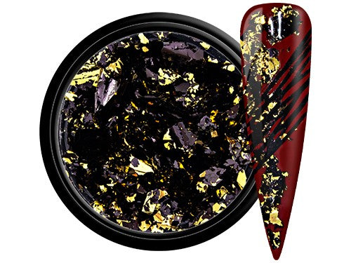 Alu Flakes Nail Art - Black / Gold